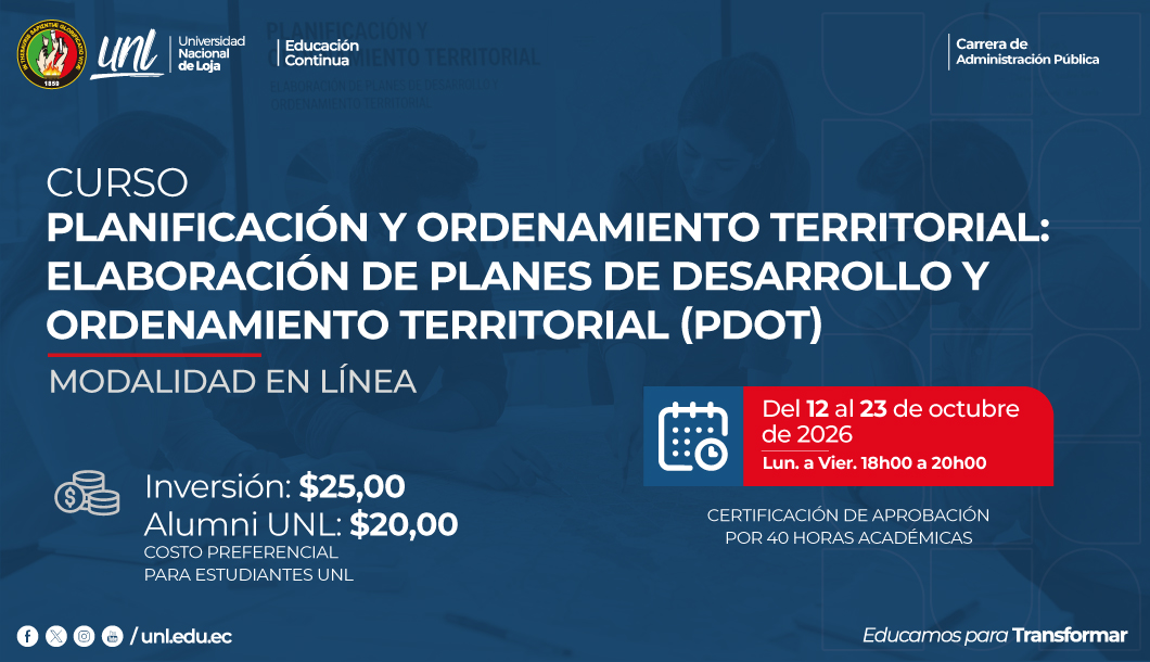 Planificación y Ordenamiento Territorial: Elaboración de Planes de Desarrollo y Ordenamiento Territorial (PDOT)
